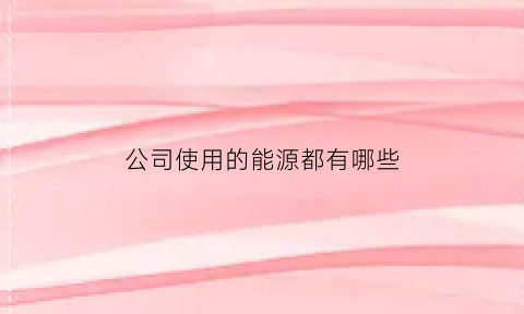 公司使用的能源都有哪些