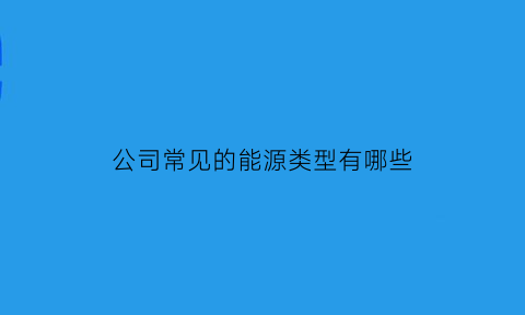 公司常见的能源类型有哪些