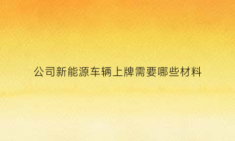 公司新能源车辆上牌需要哪些材料(新能源车上公司户享不享受补贴政策)