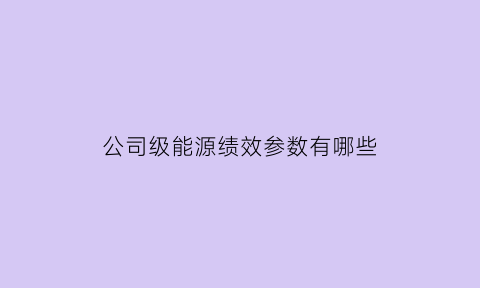 公司级能源绩效参数有哪些(能源绩效参数的设置值)