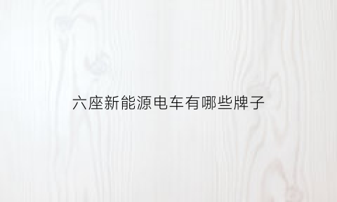 六座新能源电车有哪些牌子