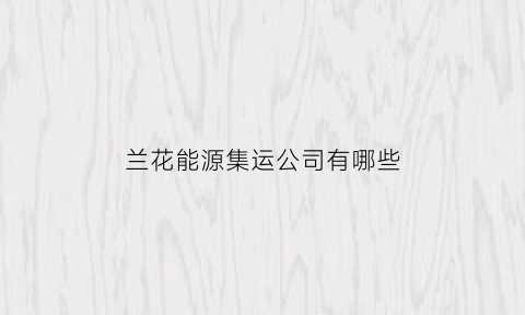 兰花能源集运公司有哪些