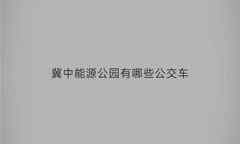 冀中能源公园有哪些公交车(冀中能源怎么进)