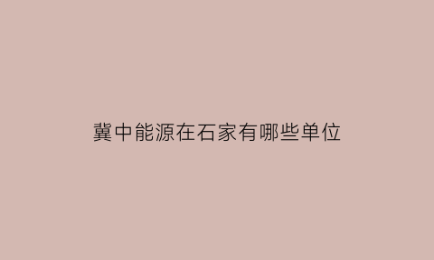 冀中能源在石家有哪些单位(冀中能源在石家有哪些单位上班)