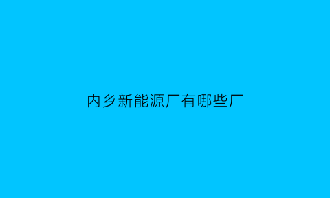 内乡新能源厂有哪些厂