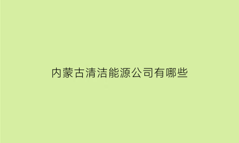 内蒙古清洁能源公司有哪些