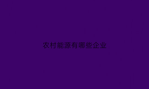 农村能源有哪些企业