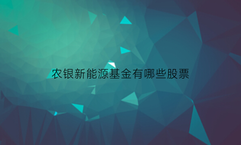 农银新能源基金有哪些股票