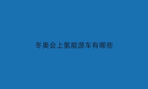 冬奥会上氢能源车有哪些