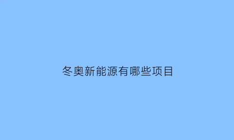 冬奥新能源有哪些项目