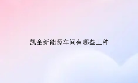 凯金新能源车间有哪些工种