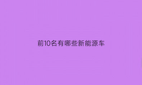 前10名有哪些新能源车