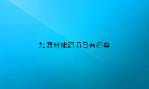 加盟新能源项目有哪些(加盟新能源汽车)