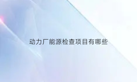 动力厂能源检查项目有哪些(动力厂能源检查项目有哪些项目)