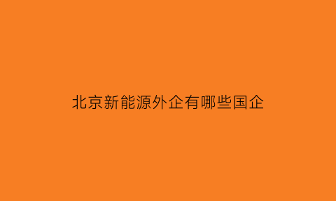 北京新能源外企有哪些国企