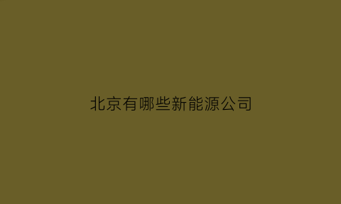 北京有哪些新能源公司