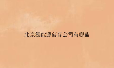 北京氢能源储存公司有哪些