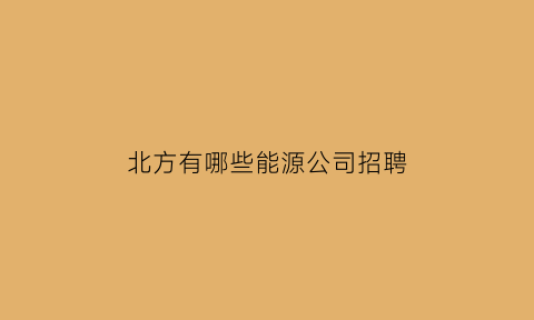 北方有哪些能源公司招聘