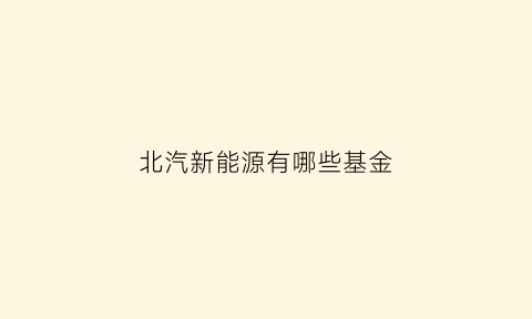 北汽新能源有哪些基金