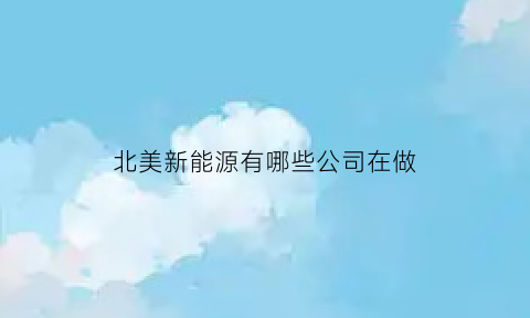 北美新能源有哪些公司在做