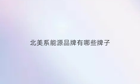 北美系能源品牌有哪些牌子