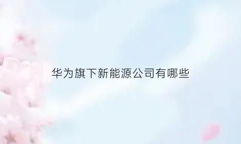 华为旗下新能源公司有哪些(华为新能源供应商)