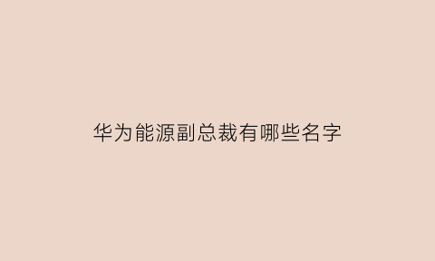 华为能源副总裁有哪些名字