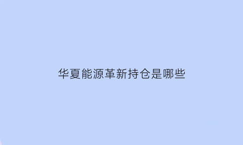 华夏能源革新持仓是哪些