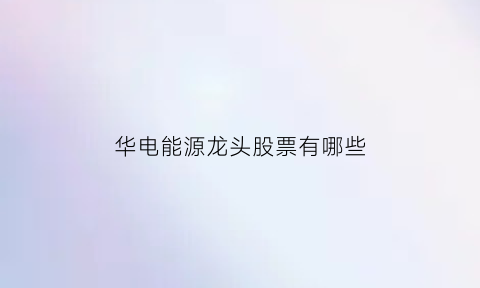 华电能源龙头股票有哪些