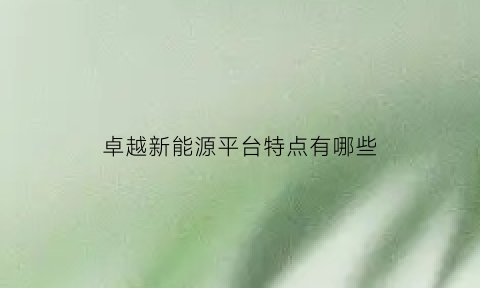 卓越新能源平台特点有哪些(卓越新能公司简介)