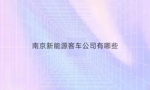 南京新能源客车公司有哪些