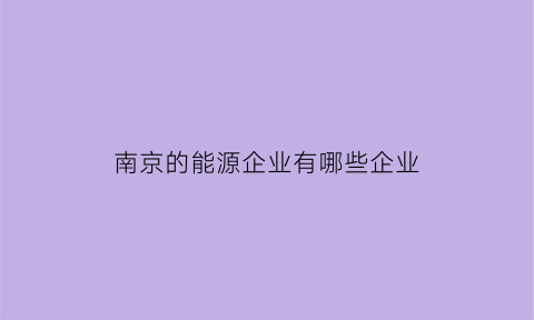 南京的能源企业有哪些企业