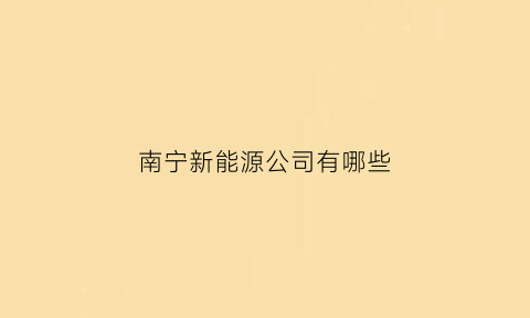 南宁新能源公司有哪些