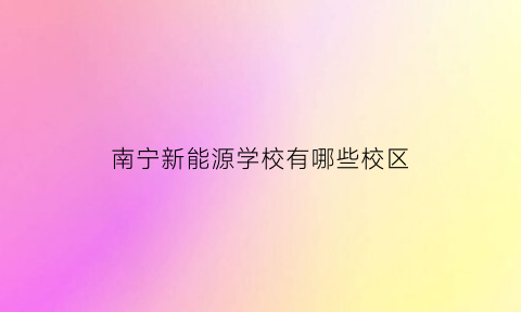 南宁新能源学校有哪些校区