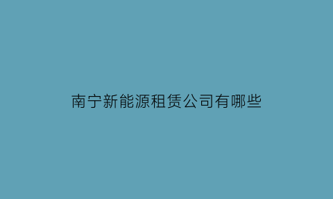 南宁新能源租赁公司有哪些(南宁新能源)