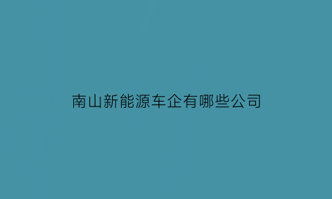 南山新能源车企有哪些公司