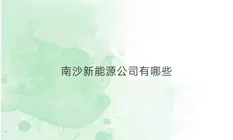 南沙新能源公司有哪些