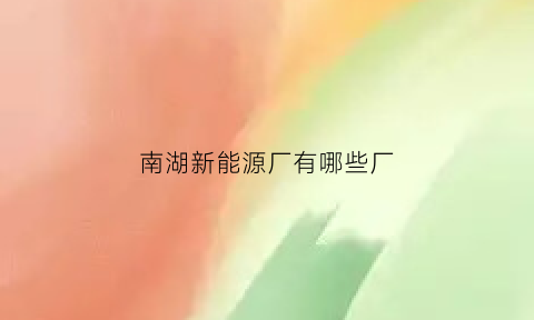 南湖新能源厂有哪些厂