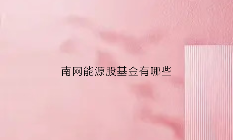 南网能源股基金有哪些(持仓南网能源的基金)