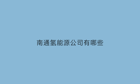 南通氢能源公司有哪些