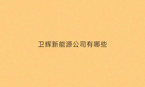 卫辉新能源公司有哪些