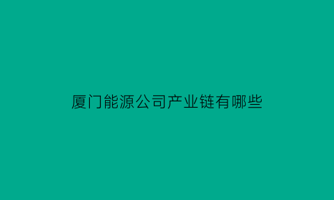 厦门能源公司产业链有哪些