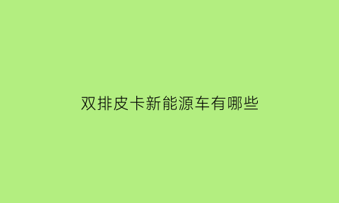 双排皮卡新能源车有哪些(双排皮卡油电两用)