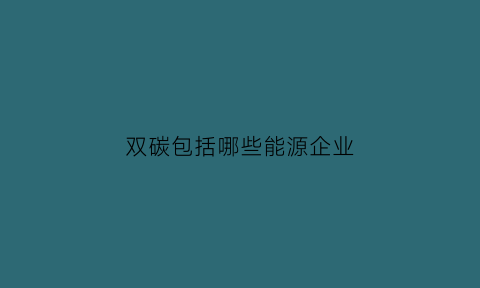 双碳包括哪些能源企业(双碳产业有哪些)