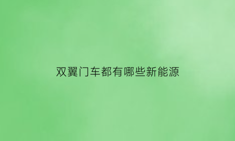 双翼门车都有哪些新能源