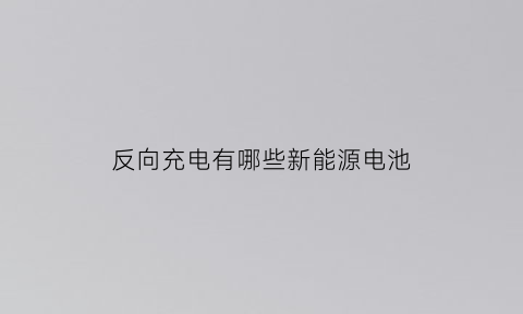 反向充电有哪些新能源电池