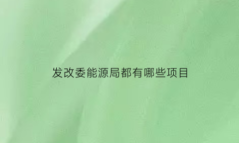 发改委能源局都有哪些项目