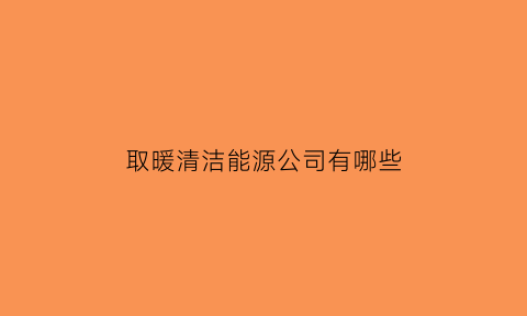 取暖清洁能源公司有哪些