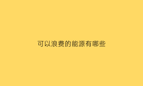 可以浪费的能源有哪些