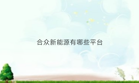 合众新能源有哪些平台(合众新能源是什么公司)